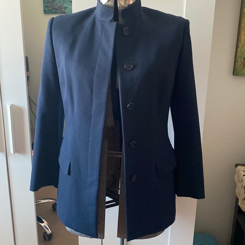 Richard Tyler Couture Wool Navy Blazer S